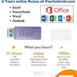 veertutorial Complete MS Office 2019/2021/365 Video Training (English) - Pendrive + Online Access | Learn Excel, Word, Powerpoint & More | 2 Years Access image 1