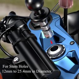 Excefore Metal Motorcycle Fork Stem Mount Base With 1'' TPU Ball for Stem Holes 12mm to 25.4mm in Diameter, Compatible With RAM Mounts B Size 1 Inch Double Socket Arm image 2