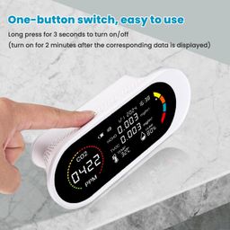 inkbird Air Quality CO2 Monitor 5-in-One Indoor CO2 Detector FormaldehydeTemperature Humidity Detector with Audible and Visual Alarm Real Time Test Battery Powered for Home Office and School image 4