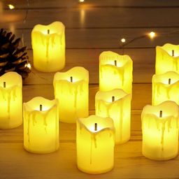 SATYAM KRAFT 12 Pcs LED Tea Light Candles | Flameless & Smokeless | Acrylic Melting Wax Design | Home Décor, Pooja, Gifting, Wedding, Birthday, Anniversary & Valentine’s Decoration (Yellow, 5 cm) image 5