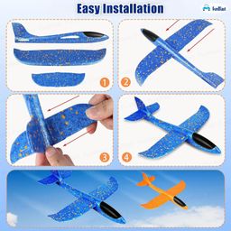 FunBlast Airplane Toy Set of 2-17.5 Large Throwing Foam Plane, Dual Flight Mode, Aeroplane Gliders, Flying Aircraft, 3-10 Year Old Boy, Girls - Random Color Dispatch image 5