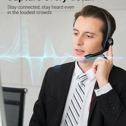 NUBWO USB Headset with Microphone for Laptop PC, headphones with Noise Cancelling Microphone for Computer, On-Ear Wired Office Call Center Headset for Boom Skype Webinars, In-line Control, Lightweight image 2