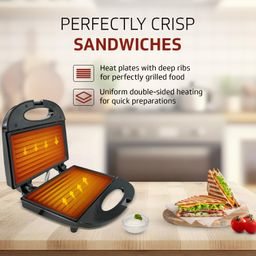 V-Guard VSG80 2 Slice Non-Stick Grill Electric Sandwich Maker | Fixed Non-Stick Griller Plates with Powerful 800 W Heating| Easy to Clean NS Greblon Coating | 1 Year Coverage by V-Guard image 4