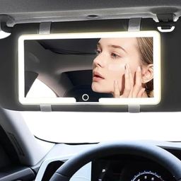 Cozora Car Sun Visor Mounted Led Vanity Mirror with 3 Light Modes and 80 Leds, Rechargeable Makeup Mirror - Dimmable Touch Control, Light Up Mirror Universal image 1