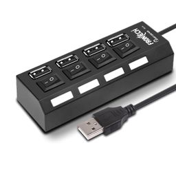 Frontech 2.0 USB Hub with 4 Port | Switches & LED Indicators | Extra Power Support|480 Mbps Speed - Each Port|Fuse Protection for PC, USB Flash Drives (NC-0033, Black) image 1