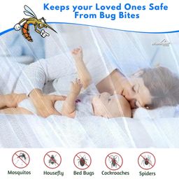 slimmom Machardani Net | Polycotton Mosquito Net for Double Bed King Size | Maskitosh Bed Big Net Lxwxh 6 X 6 X 5 Feet White image 3