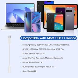 nishtech Samsung Type C to 3.5mm Jack, Upgrade 32bit Hi-Fi Sound USB Type C to Audio Adapter Cable Compatible with Pixel 2/2XL/3/3XL/6/6 pro & Samsung S23/ S23 Ultra/ S23+/ S22/ S22 Ultra S21/S20 (White) image 2