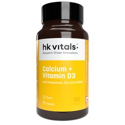 HealthKart HK Vitals Calcium + Vitamin D3 Supplement For Women & Men (90 Tablets) | With Magnesium & Zinc | For Complete Bone Health & Joint Support image 1