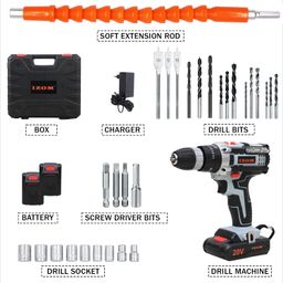 IZOM IZ-CDK-20V Cordless Drill Machine Kit With Multiple Torque Settings & A Keyless Chuck for Automatic Spindle Locking image 3