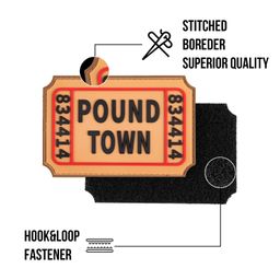 backtime Ticket to Pound Town PVC Patch - 1pc Round Brown Morale Patch with Hook & Loop, 3D Rubber, Funny Tactical Patch for Backpack, Bag, Coat, Jacket, Dog Harness, Vest, Hat & Helmet image 3