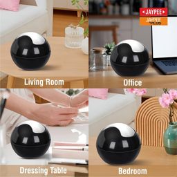 Jaypee Plus Counter Top Bin Plastic Dustbin with Chrome Finish Swivel Top |Light Weight Compact and Stylish Waste Bin for Home and Office Desk |Black image 3