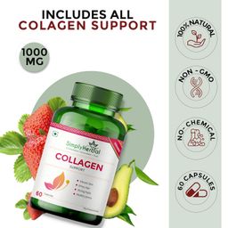 Simply Herbal Collagen Builder 1000mg with Biotin & Vitamin C for Hair Skin, & Nails, Plant-Based Supplement for Women & Men (60 Capsules) image 3