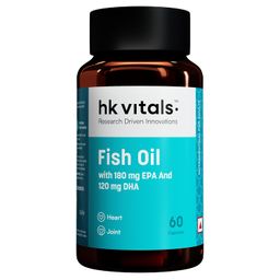 HealthKart HK Vitals Fish Oil For Men And Women (60 Capsules) | 1000mg Omega 3 with 180mg EPA & 120mg DHA | For Brain, Heart, Eyes, and Joints Health image 1