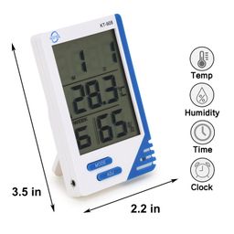Dgarys Digital Thermometer With Humidity Indicator, Clock | Durable & Highly Accurate With Large Lcd Display, Indoor & Outdoor Temperature Display For Home Office Kt-908 Aceteq image 2