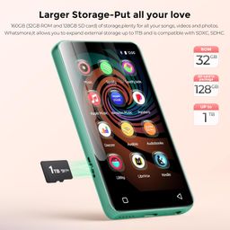 160GB MP3 Player with Bluetooth and WiFi, innioasis Music Player with Spotify,Pandora,Amazon Music,4" Touch Screen Android MP4 MP3 Player for Kids with Libby,Audible,Spotify Kids (White+ Green) image 5