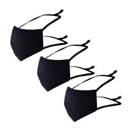generic Shaila's Couture L to XL Cotton Reusable Face Masks with Adjustable Head Loop (Black, Without Valve, Pack of 3) for Men image 1