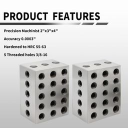 Yunnergo Pair of Ultra Precision 2 x 3 x 4 inch Parallel Blocks Have 23 Holes Parallel Blocks 3 Parts Per Million Precision image 2