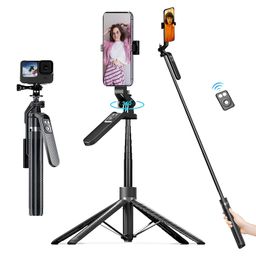 Tygot T-14 70 Inch (180CM) Selfie Stick Bluetooth Selfie Sticks with Extendable Tripod Stand, Remote & 360 Rotating Head, 3-in-1 Selfie Stick, Compatible with All Smartphones image 1