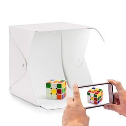 Action Pro Portable Mini Photo Studio 23 x 23cm Led Lighting Studio Box, Foldable Light Box with White and Black Drop image 1