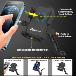 WeCool B2 Mirror Fit Mobile Holder for scooty/Scooter/Bike/Motorcycle with One Click Button Controlled Phone Mount,Mobile Holder for Bike Ideal for Maps and GPS Navigation with Auto Locking,Firm Grip image 2