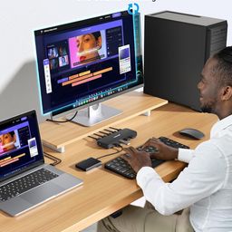 Lemorele HDMI KVM 4 way Switch, 4K@30Hz HDMI USB Switch for 1 Monitor 2 Computers, USB 3.0 KVM Switches Sharing Keyboard, Video and Mouse image 3