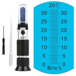Erma RHB-32ATC Illuminated Automatic Temperature Compensation 0-32% Brix Refractometer For Beer Wine Cnc Fruit, Black image 1