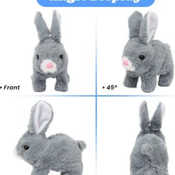 Hopping Walking Bunny Rabbit Toy with Sounds, Jumping Rabbit Wiggling Ears, Twitching Mouth and Nose, Educational Interactive Bunny Rabbit Toy for Baby Kids image 4