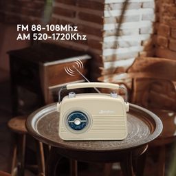 ByronStatics Portable Radio AM FM, Vintage Retro Radio with Built in Speakers, Best Reception and Longest Lasting, Power Plug or 1.5V AA Battery - Cream image 3