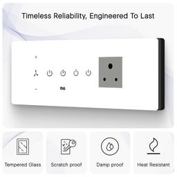 IOTICS Smart Wifi Switch Board: 3 x Switch, 1 Fan & 1 Smart Plug Module. Touch Control, Remote, App Control. Voice Control with Alexa & Assistant. Smart Touch Switch Board For Home Automation (White) image 4