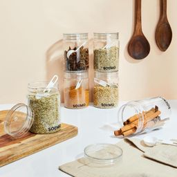 Amazon Brand - Solimo Plastic Storage Jar & Containers Set With Spoon | Air Tight & BPA Free | Kitchen Container Set | Multipurpose Jar | 500 ML Set 6 (Transparent) image 4