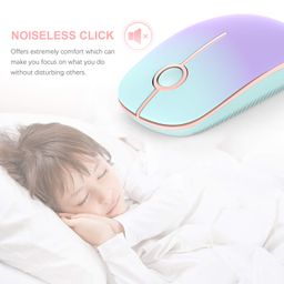 Wireless Mouse, Vssoplor 2.4G Slim Portable Computer Mice with Nano Receiver for Notebook, PC, Laptop, Computer (Mint Green to Purple) image 2