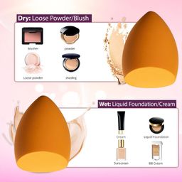 AGARO Complexion Sponge, Make Up Sponge Set, Foam Technology for Liquid Foundation, Creams And Powder, Latex Free Wet and Dry Makeup, Set of 2, Orange image 4