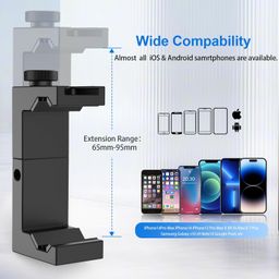 Ulanzi ST-02S Newest Aluminum Phone Tripod Mount w Cold Shoe Mount, Support Vertical and Horizontal, Universal Metal Adjustable Clamp for Apple iPhone X 8 7 6S Plus Sumsang Android Smartphones,Black image 3