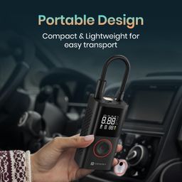 Portronics Vayu, 2-in-1 Tyre Inflator, Rechargeable & Corded Power, Preset Inflation Modes, Digital Display, Flashlight Torch with SOS, Auto Shut-Off, Multi-Purpose Use (Black) image 4