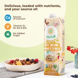Only Earth Oats Beverage| Unsweetened Drink | Lactose Free | Preservatives Free | Plant Based | Dairy Alternative | Source of Calcium | Source of Vitamin B1, B2 & B12 1 Litre (Pack of 2) image 2