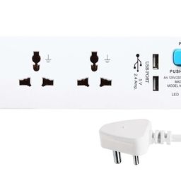 top-trader TOP TRADER Extension Cord with 3 Socket with 2 USB,1 Master Switch 1500 watt 2.7 Meter Copper Wire Suitable to Laptop, T.v, Mobile Charging,Tablet Charging,. T86T image 1