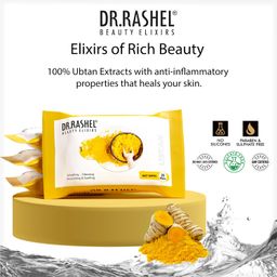 DR.Rashel Ubtan Pack of 2 Face Wipes, Enriched with goodness of Turmeric and Aloe Vera Extract | For Multi purpose use | Gives Refreshing and Glowing Skin.(25 pc x 2) image 5