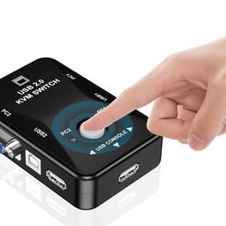 2 Port KVM Switch USB 2.0 KVM Switch Box to Control up to 2 Computers 2 in 1 Out Switch USB Keyboard Mouse Sharing Device for Computer, PC, Laptop, Desktop, Monitor, Printer, Keyboard image 3