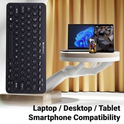 ZEBRONICS K4000MW Wireless Keyboard with 2 Bluetooth & 2.4 GHz Wireless Connection,78 Keys, Integrated Multimedia Keys,Minimalist Design,Compatible with Laptop/Desktop/Tablet/Smartphone image 3