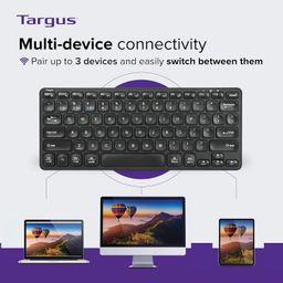 Targus AKB862 Compact Multi-Device Bluetooth® 5.1 Keyboard (Black),DefenseGuard™ Antimicrobial Protection*,Multi-Device connectivity for up to 3 Devices,for Windows/Mac/Android/Laptop/PC/Tablet/Phone image 2