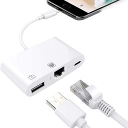 atdaraz Lightning to Ethernet Adapter, [Apple MFi Certified] 3 in 1 Network Adapter Compatible with Mobile Phone Pad to USB Camera Adapter/SD Card Reader/USB OTG Adapter High-Speed Transfer(White) image 2
