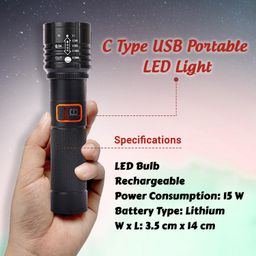 Care 4 Mini Flashlight | Desk Lamp Light with Gift Box.Focus Zoom Torch Light with 3 Modes Adjustable for Emergency Activities (MZ-035) image 3