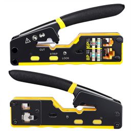 Excefore RJ45 Crimp Tool Pass Through Kit - Comprehensive Crimping Tool Set for RJ11/12/RJ45 with LAN Cable Tester and CAT6 Connectors, 50PCS image 4