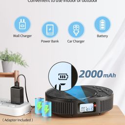 CD Player Portable, FELEMAN Upgraded 2 in 1 Portable CD Player & Bluetooth Speaker, Rechargeable Boombox CD Player for Car/Home with Remote Control image 3