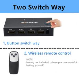 Ubervia KVM Switches - Hdmi Switch For 2 Computers 4K Hdmi Switcher Box 2 In 1 Out For 2 Pc Share Keyboard Mouse And Monitor Support 4K30Hz With Usb Hub Ports image 3
