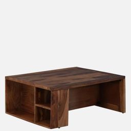 shri ram industries Shriram Sheesham Wood Nesting Coffee Table Set with 4 Cushioned Stools – Rustic Teak Finish image 3