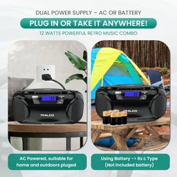 Philco Bluetooth CD Boombox with Cassette, MP3 CD USB Playback The Ultimate Retro Music Combo with Best Class Sound Performance, 12 watts, and Telescopic FM Antenna Provides Maximum Radio Reception image 4