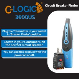C-LOGIC 3600US Circuit Breaker Finder and Plug Socket Tester with GFCI – Dual Function Electrical Outlet Tester and Fuse Locator with LED Indicators (US Plug) image 3