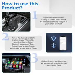 uposbos Android Auto Wireless Adapter/Wireless CarPlay Adapter 2 in 1 Plug & Play Car Dongle Converts Wired to Wireless Carplay Fit for OEM Wired Carplay,5.8Ghz WiFi Fast Auto Connect & Online Update image 4