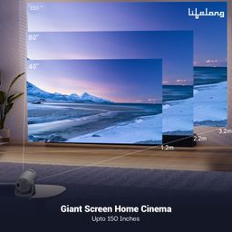 Lifelong Lightbeam Smart Projector for Home 4K Support, Native 720p HD Resolution, 2500 Lumen, Rotabable Design, Speaker, Android 11 with Built-in Apps (Netflix, Prime, Youtube) WiFi, 100''Max Display image 2